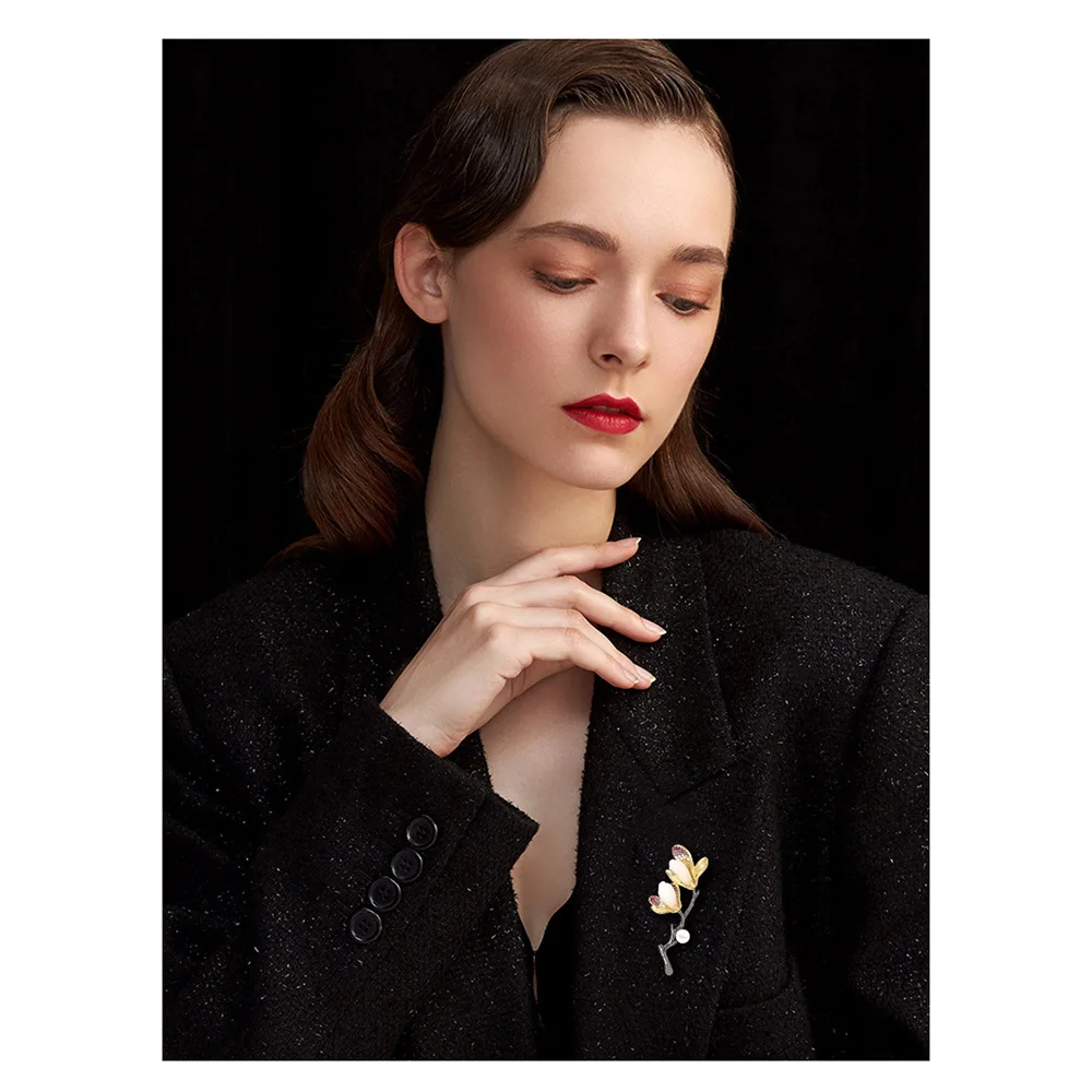 بروش ماغنوليا الأبيض الطازج: دبوس بدلة راقي وفاخر، عنصر مثالي للهدايا لإغلاق الأصدقاء #3