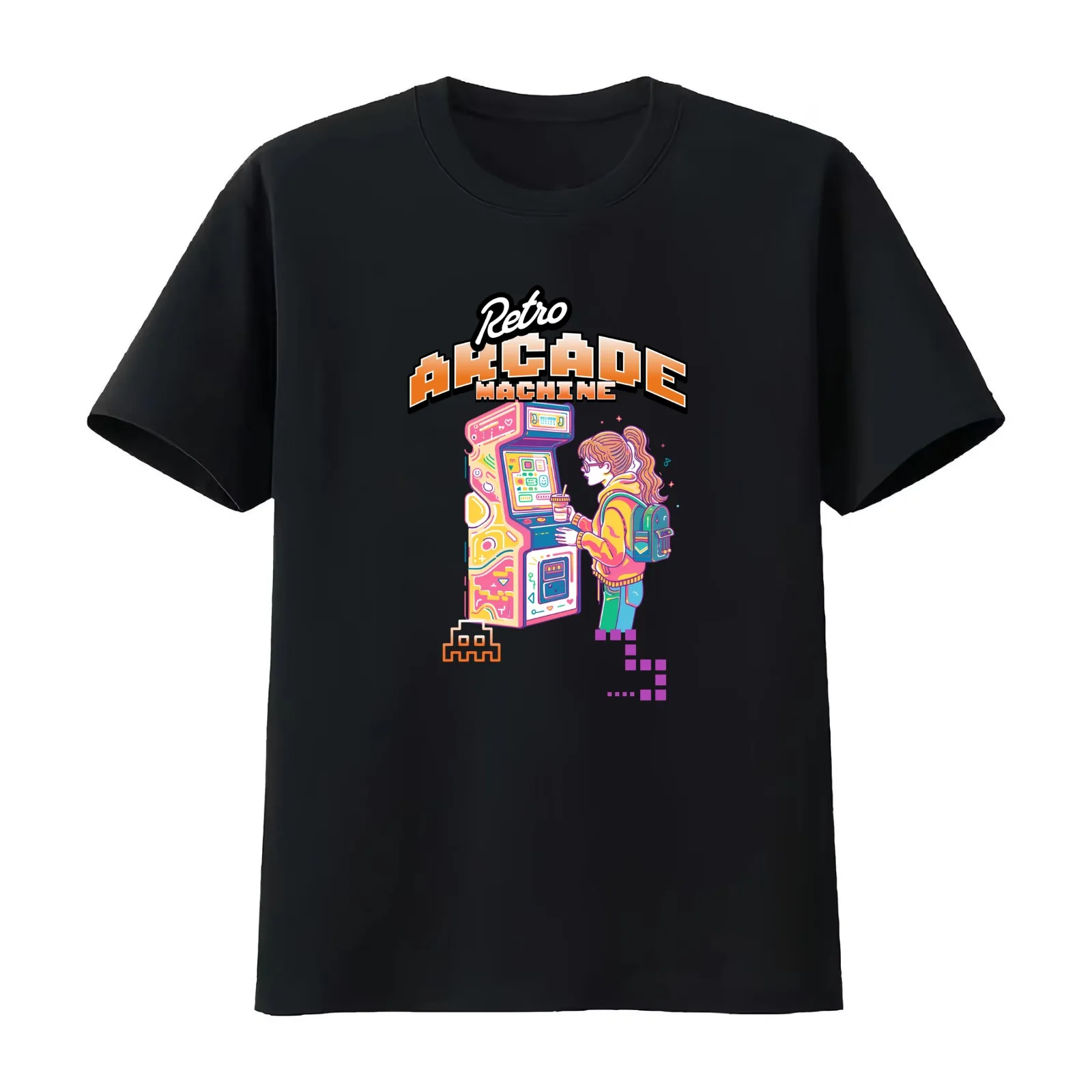 Pixelated Treasures: Relive the Retro Magic in Digital Art T-Shirt Summer Casual Cotton Tee Oversized Streetwear Tops