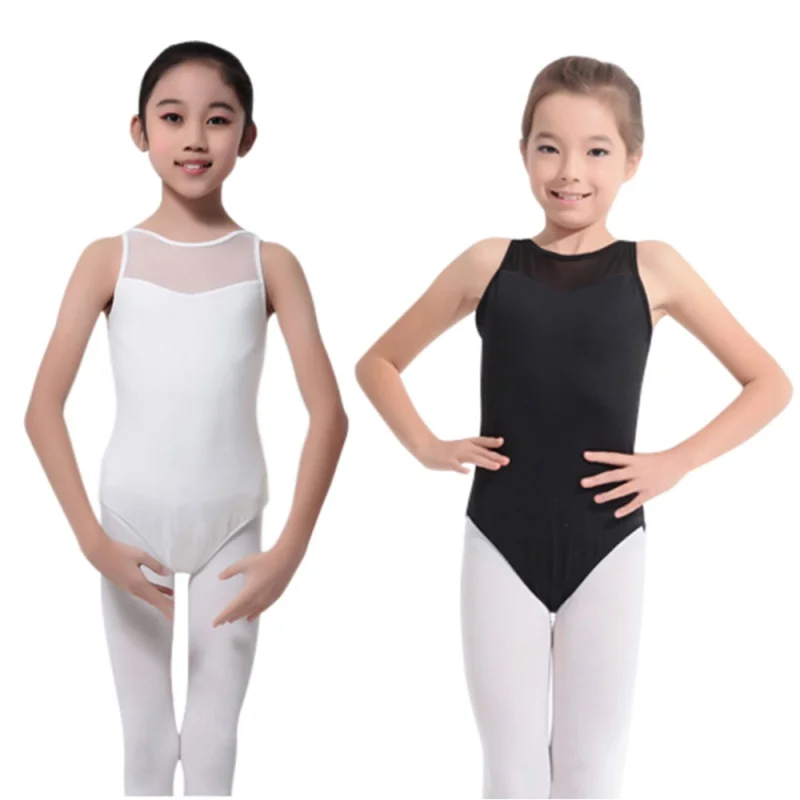Kids Girls Mesh Dance Leotards Sleeveless Ballet Leotards Dance Skating Rhythmic Gymnastics Yoga Leotards Bodysuit