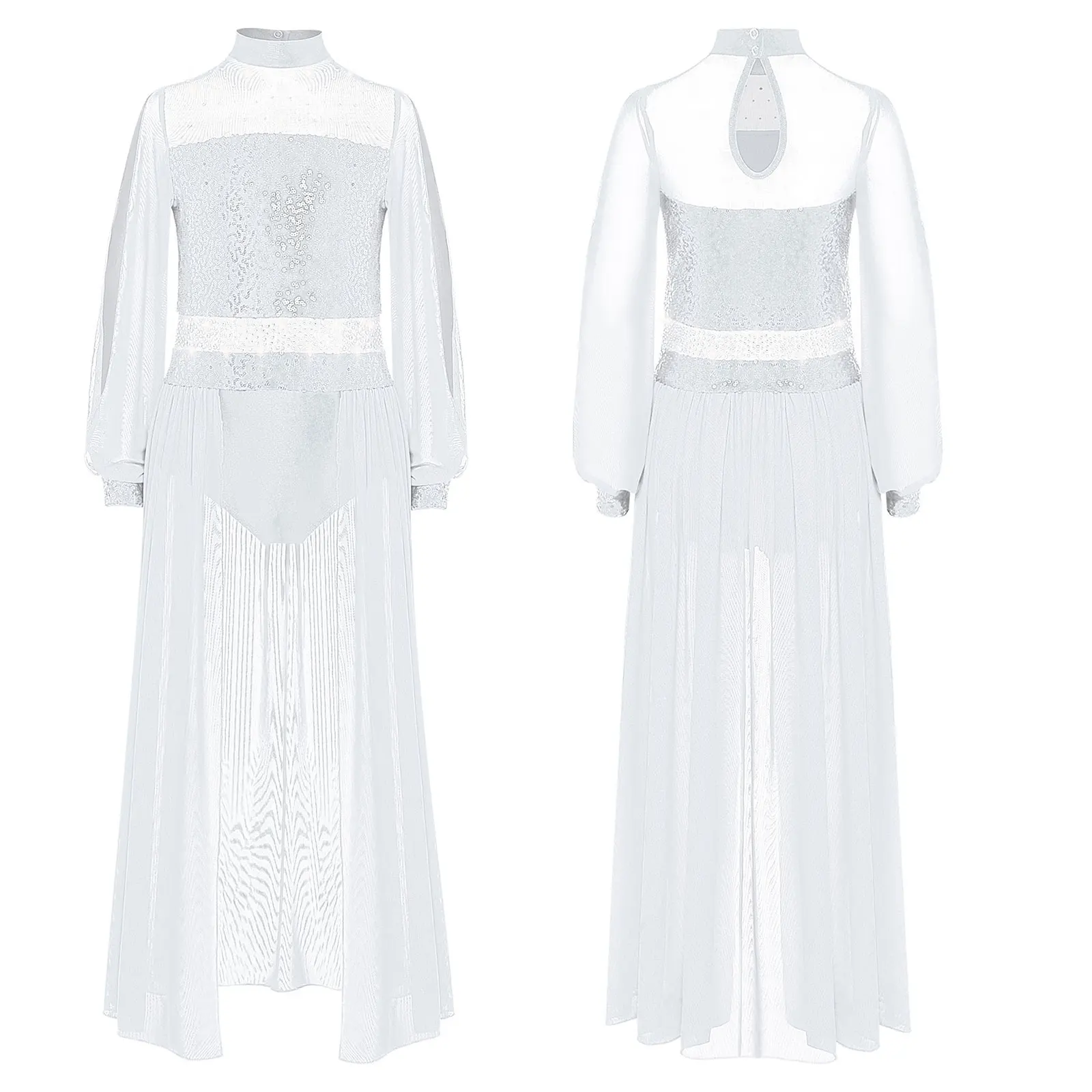 Pailletten Meisjes Liturgische Aanbidding Lof Dans Tuniek Kinderen Glanzende Kinderjurken Lyrisch Modern Hedendaags Kostuum Danskleding