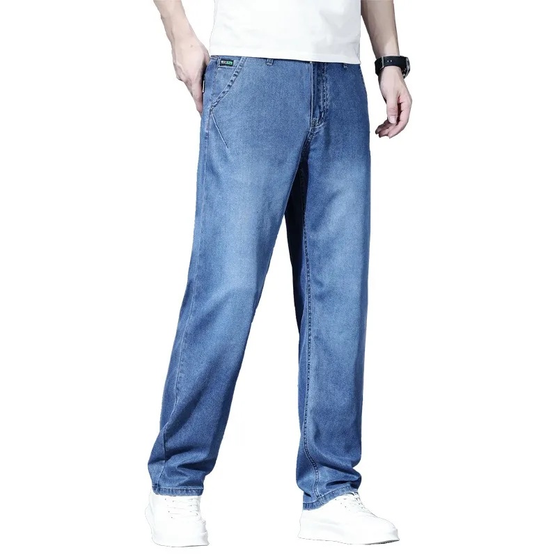 

Tencel CEL Men's Jeans Pants Men's New Comfortable Fashion All Loose Straight Pants Male Adult Gentleman Loose Senior High-end