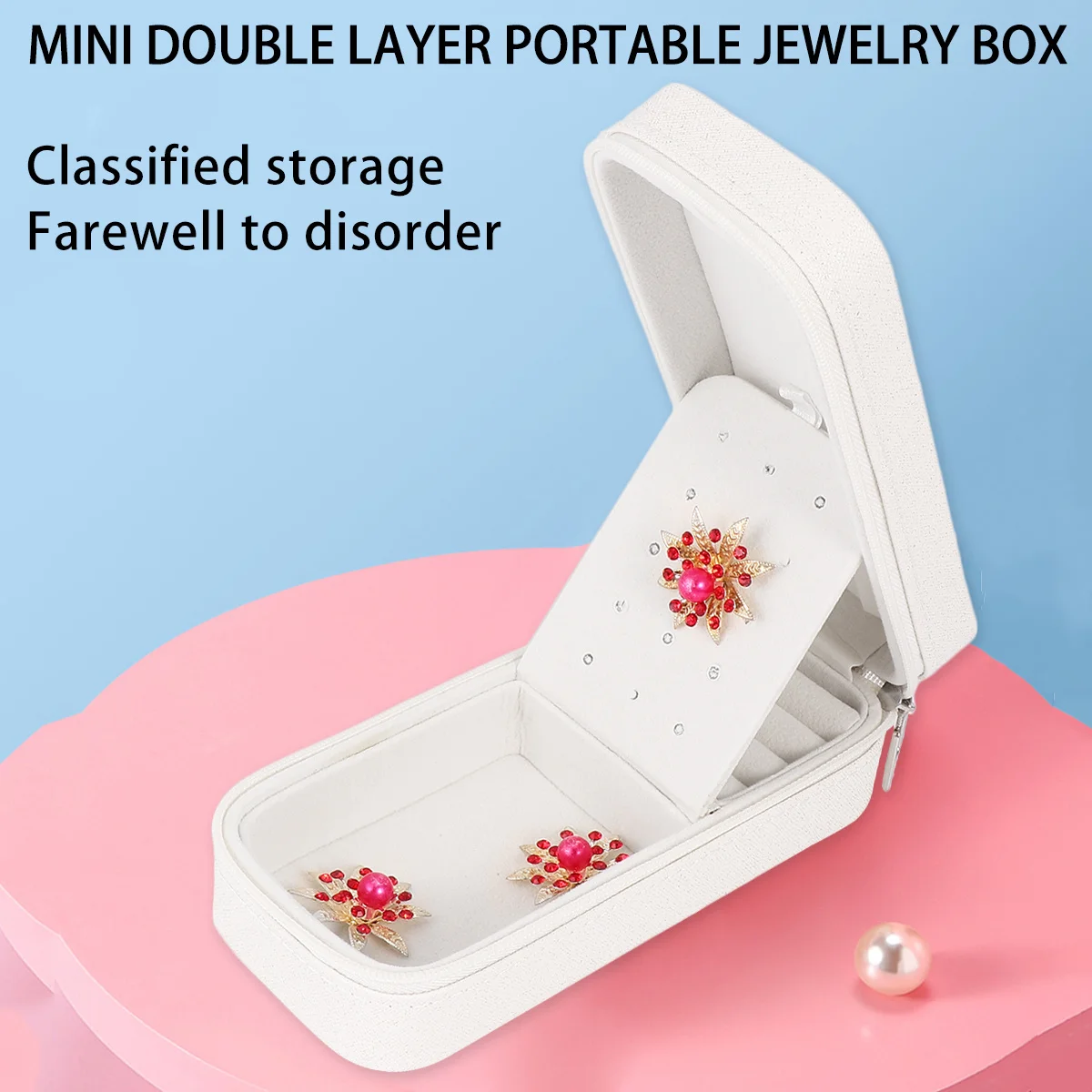 1Pcs Exquisite Jewelry Box Small Case Perfect Gift for Girls with Soft Inner Protection White Jewlery Small Box
