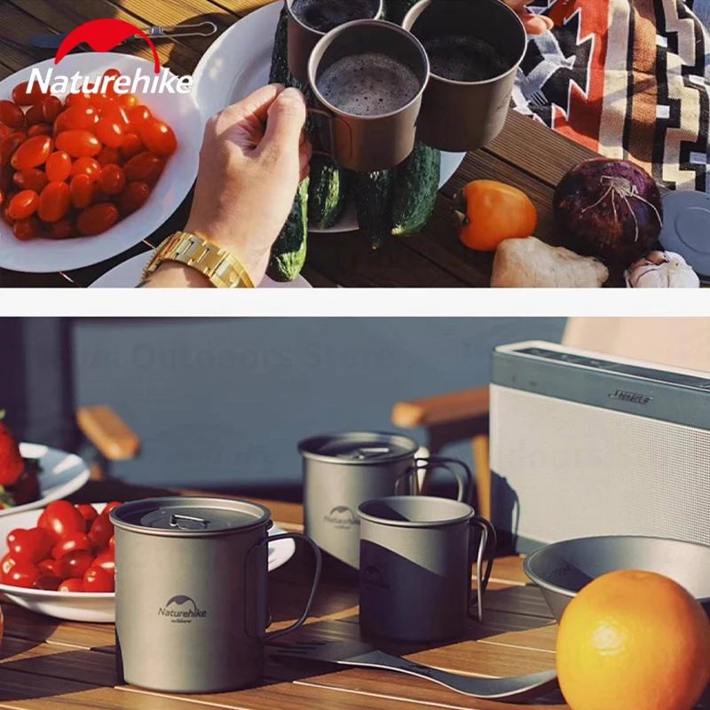 

Походная титановая кружка Naturehike: портативная посуда для пикника, туристическая утварь, кухонные принадлежности для активного отдыха, походная посуда для приготовления пищи, кастрюля-миска