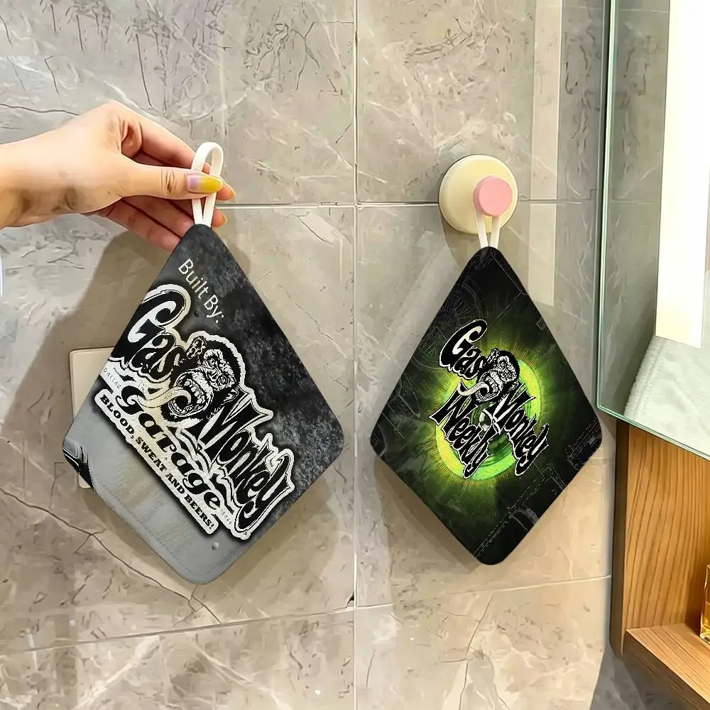 Gas Monkey Garage Logo Hanging Style Hand Wiping Towel, Polyester Cotton, Anti-fade for Indoor Kitchen Living Room