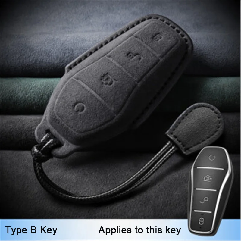 

Alcantara For BYD Yuan Plus Atto 3 Seaguall Seal u 06 Dolphin Song Pro HAN EV Dmi,Car Key Cover Protective Shell Key Case Chain