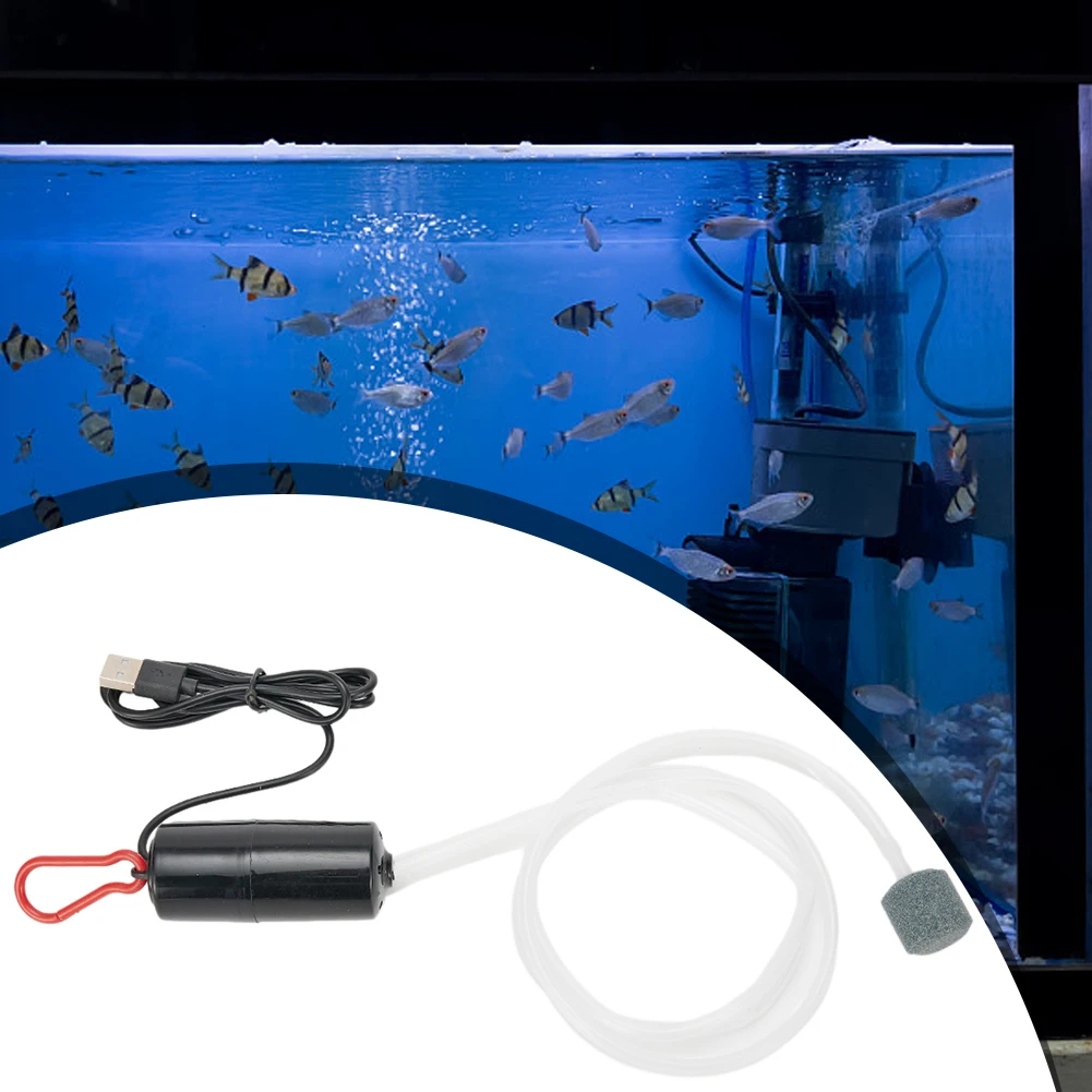 Air Pump Aquarium Aerator USB 100cm Air Compressor 4 Colours 7.5x3cm Aquarium Oxygen Plastic+Copper Pump Useful