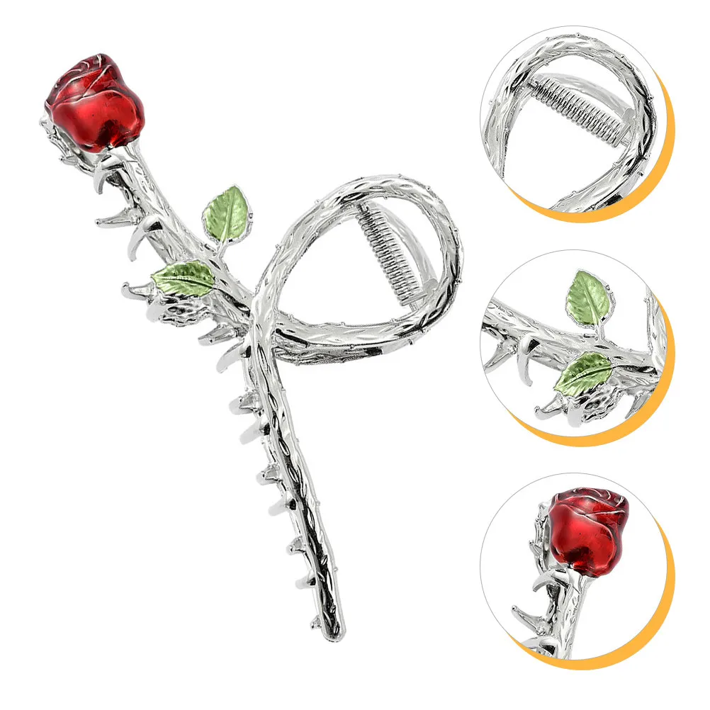 

Women Hair Claw Clip Rose Flower Metal Jaw Barrette Non-Slip Hair Holder for Wedding Prom Party Date and Everyday Use