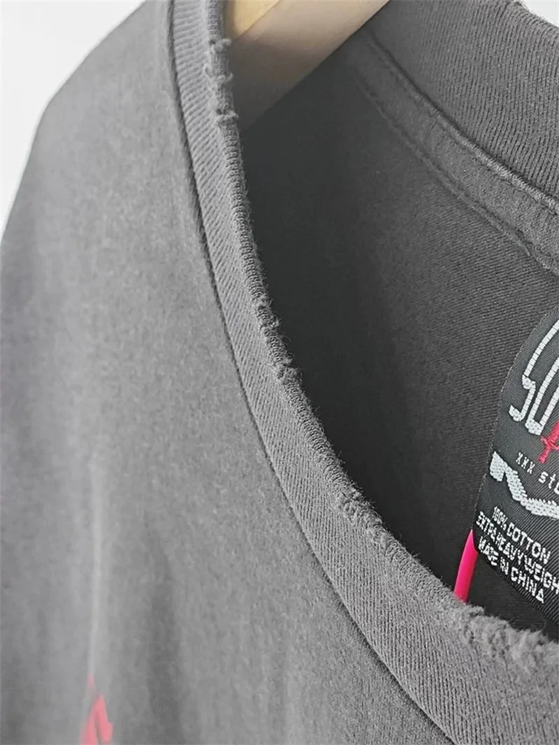 Saint Michael Black Washed Long Sleeved T Shirts Men Women Oversized Casual Pullovers