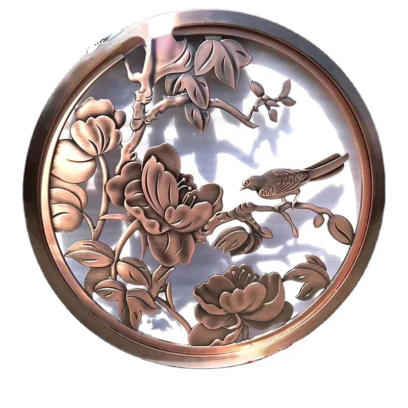 Metal Aluminum Screen Sculpture Screen Circular Pattern Bronze Hall Decoration Partition Screen