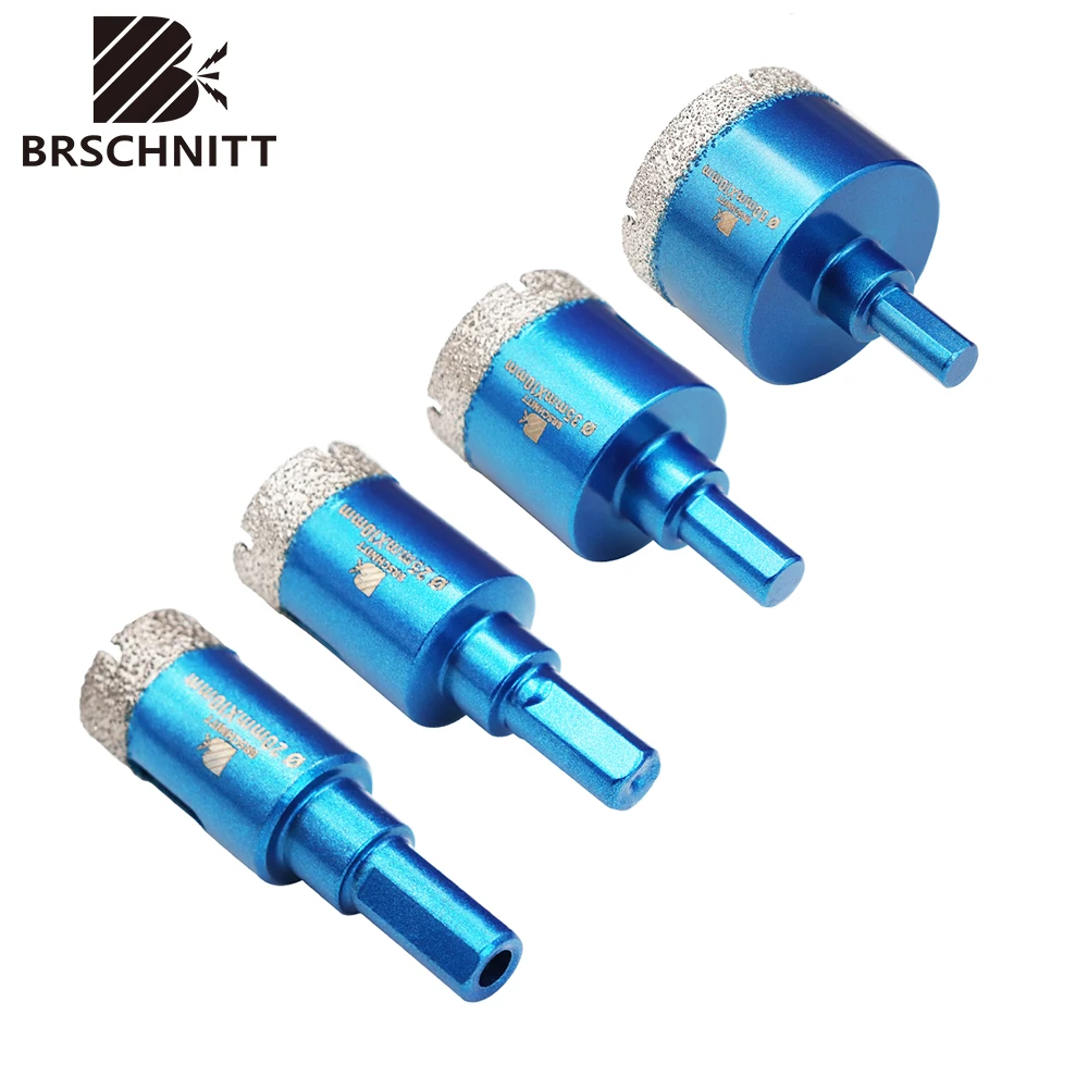 

BRSCHNITT-Diamond Drilling Bit Tile Cutter for Drilling Ceramic Marble Granite Triangle Shank Hole Saw Premium Diamond Drill Set