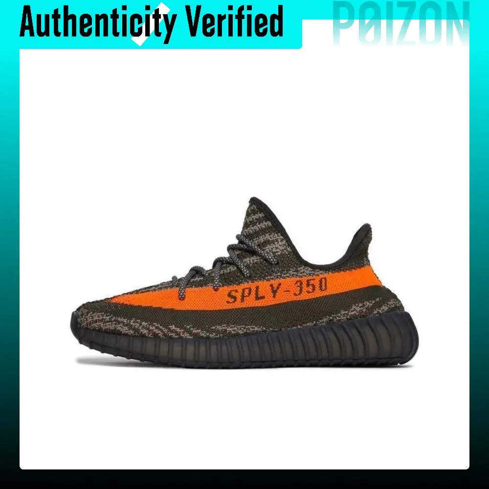 Adidas Originals Yeezy Boost 350 V2 Abrasion Resistant Breathable Low top Casual Shoes Unisex Gray Orange HQ7045