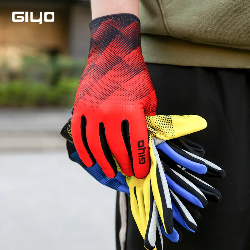 GIYO – gants de vélo antidérapants, en tissu Lycra brossé, avec écran tactile, doigts complets, pour la course, l'équitation et le cyclisme