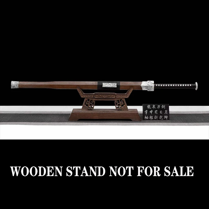 Chinese Jian Sword Hand Forged Double Edged Chinese Straight Blade Sword Home Decoration Gift Ornament-Silver Sword