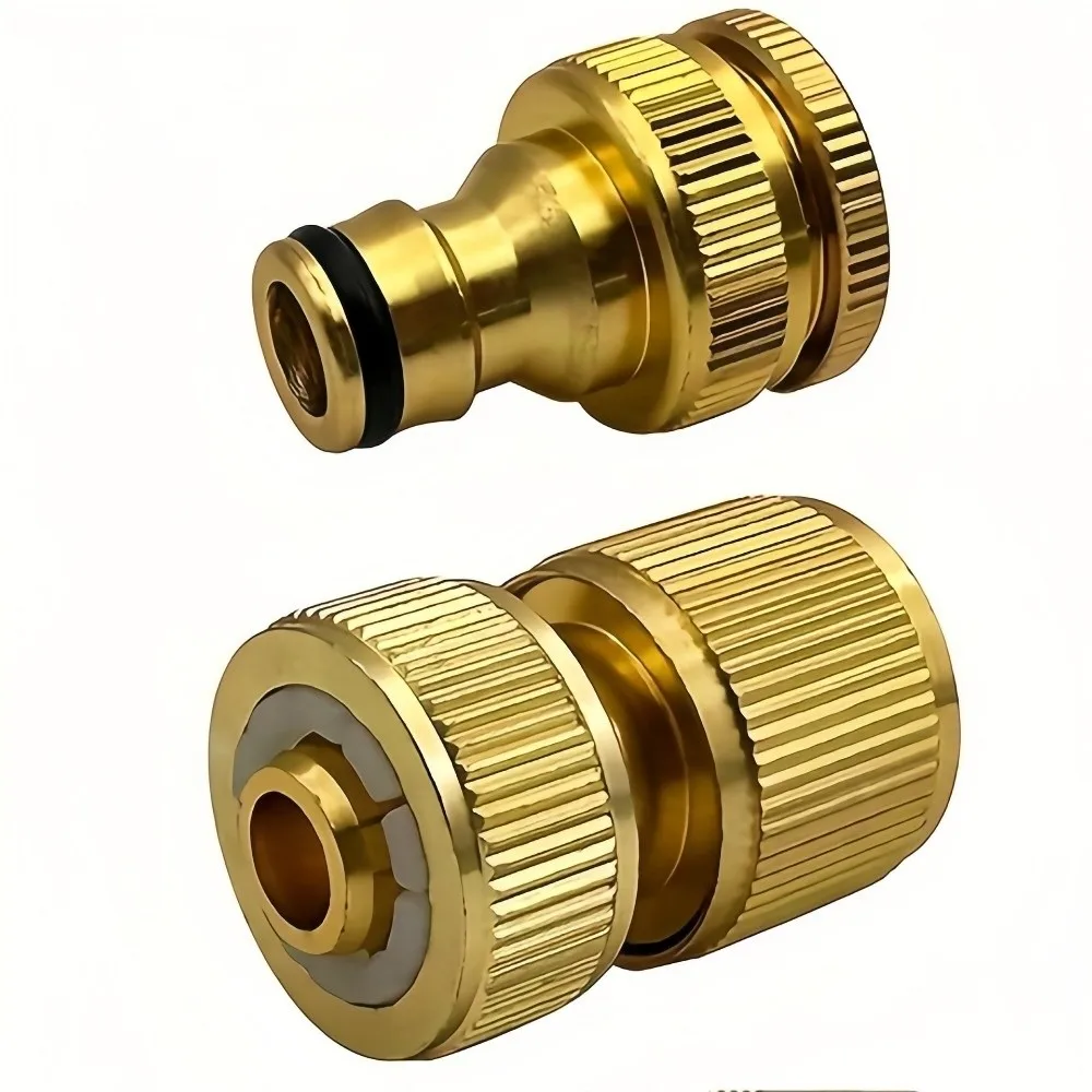 Aluminum Alloy Hose Quick Connector Quick Connect Copper Plated Quick Connector Fittings Knurled Grip 1/2