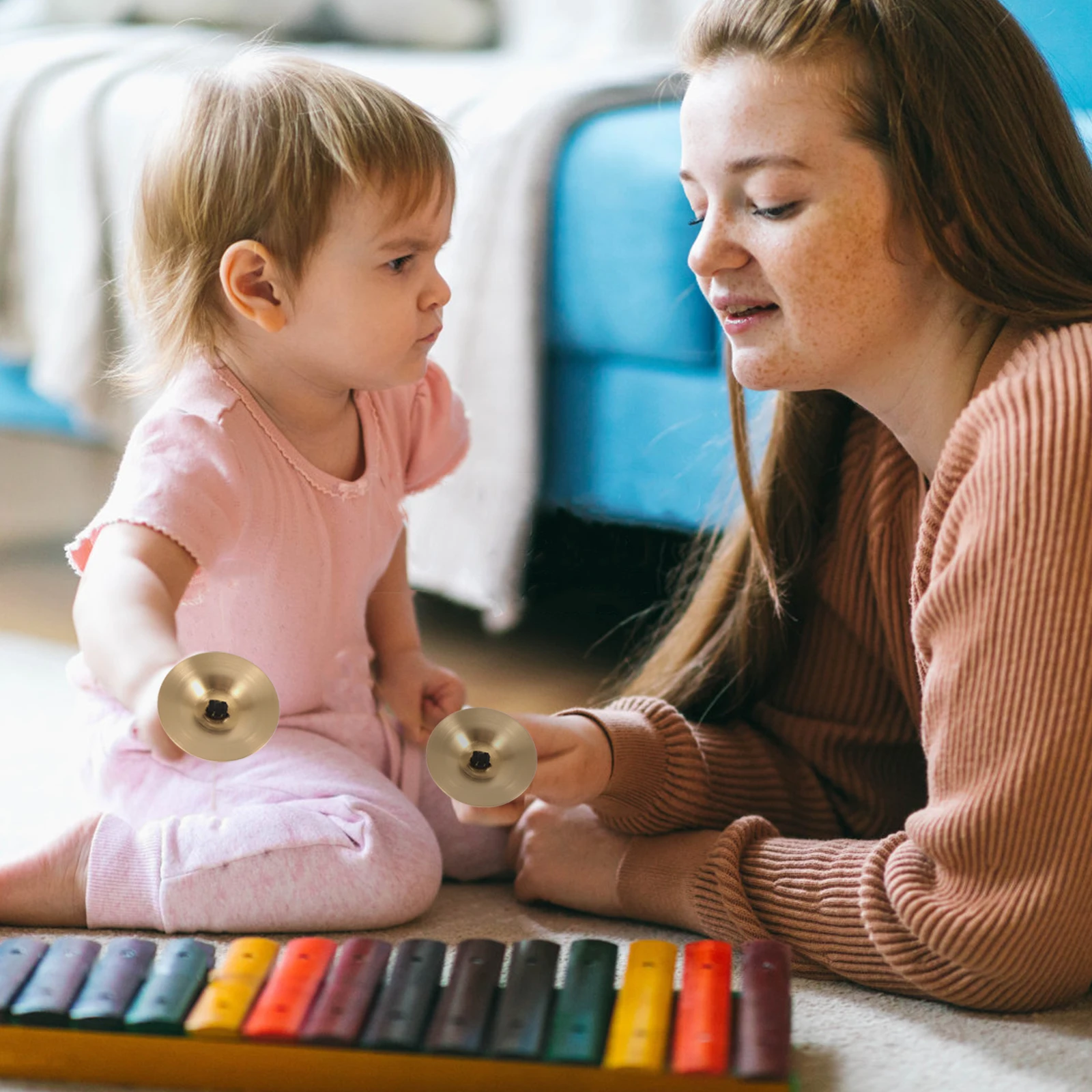 

10Pcs Small Cymbals for Kids High-Quality Copper Material Clear Sound Finger Cymbals for Children Music Training and Dance Props