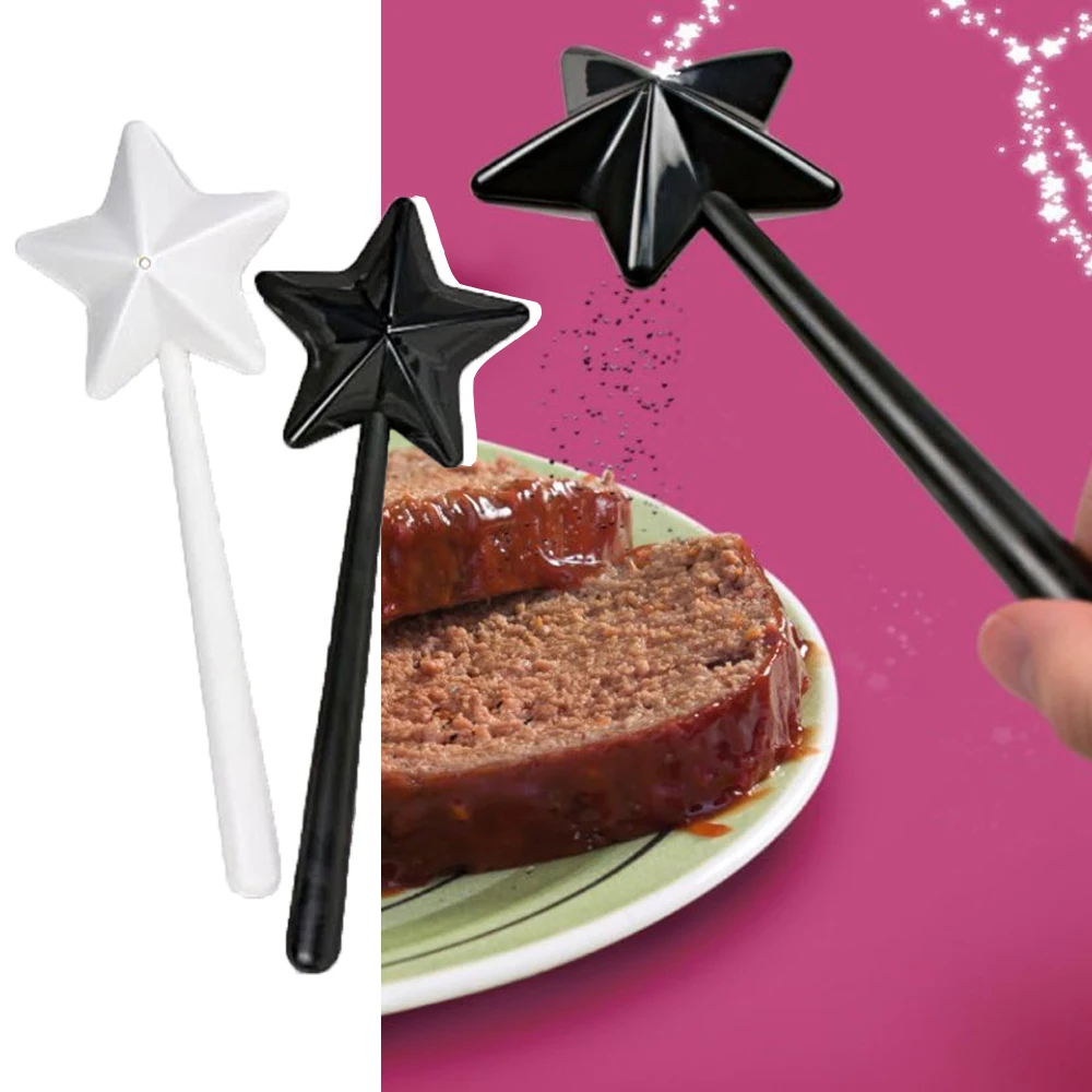 1Pc Star Stick Salt & Pepper Shaker Magical Fairy Wand Shape Plastic Pepper Spice Dispenser Kitchen Salt Control Bottle Supplies