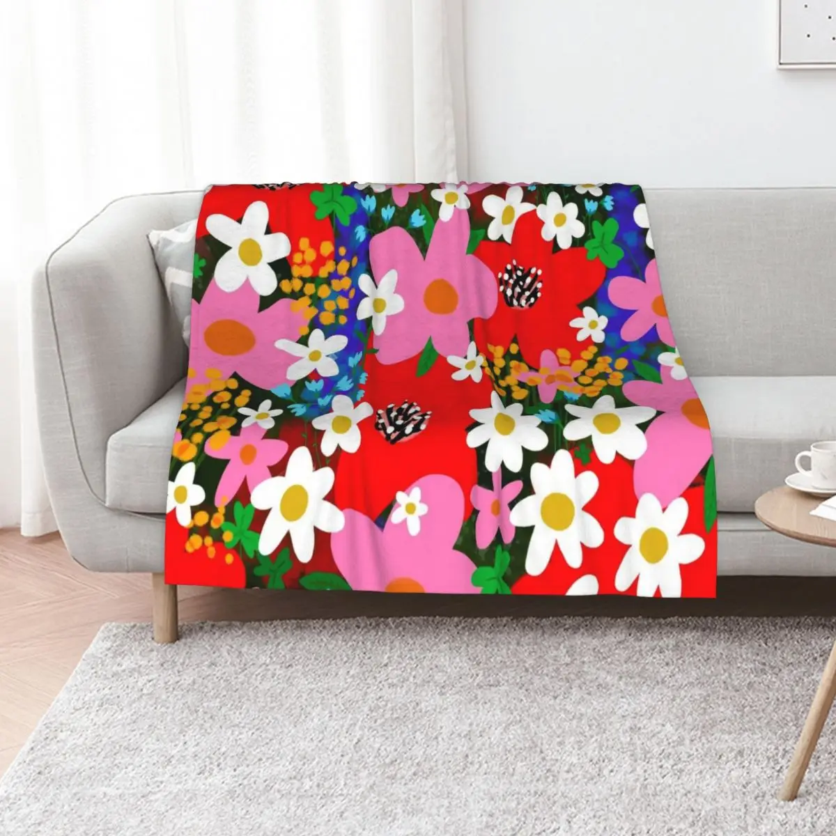 Flower Power! Throw Blanket For Decorative Sofa Vintage Sofa Summer Beddings Hairy Sofa Quilt Blankets
