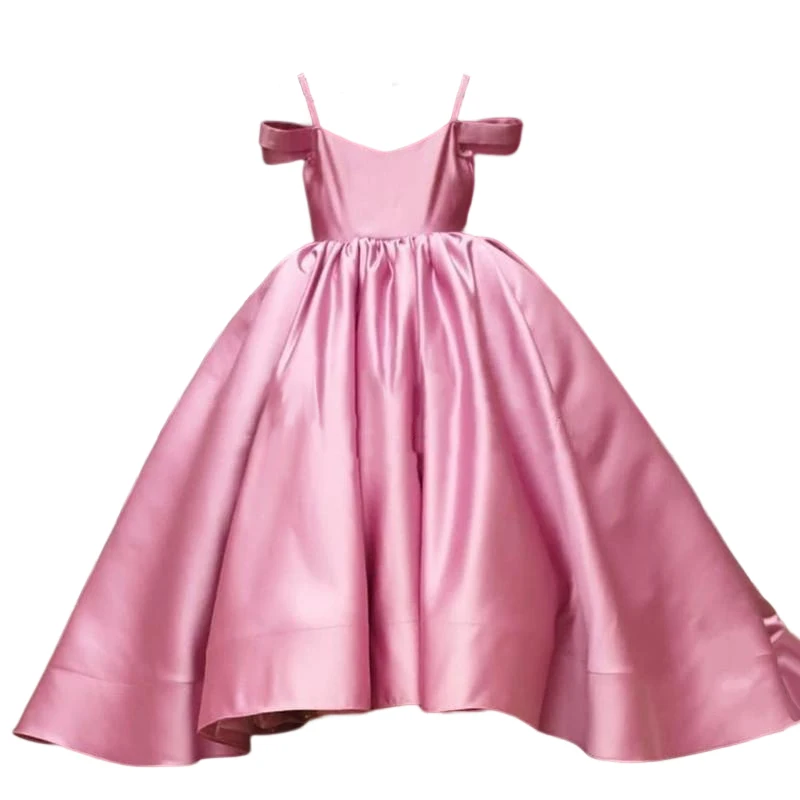 Maßge schneiderte Sommer rot rosa boden lange Satin Junior Brautjungfer Kleid für Hochzeits zeremonie Geburtstags feier Prinzessin Kleid 1-14