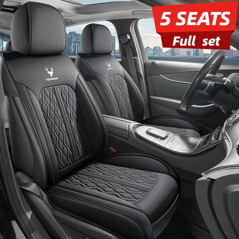 

Universal 5-Seat Full Set Car Seat Covers Premium Ultrasuede Semi-Wrap Design Easy Install All-Season Durable Wear-Resistant