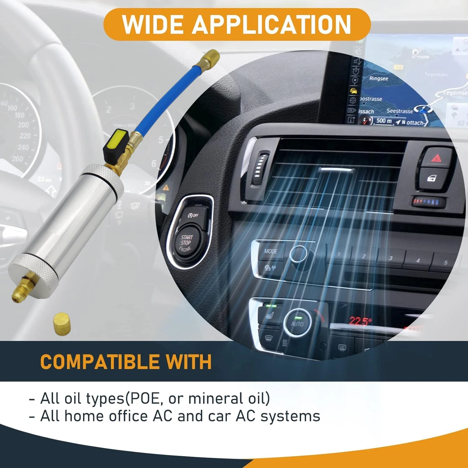 Air Conditioning Car Oil Injection Tool R12 R134A 2 Ounce 1/4" Pure Liquid Oil Coolant Filler Tube Dye Injector Car Accessories