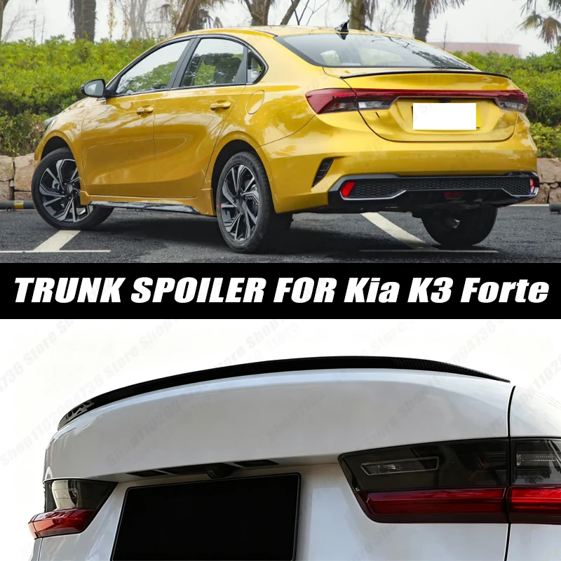 120CM Glossy Black Soft Rubber Universal Rear Trunk Spoiler 5D Carbon Look Tail Wing Fit For Kia K3 Forte Car Accessories