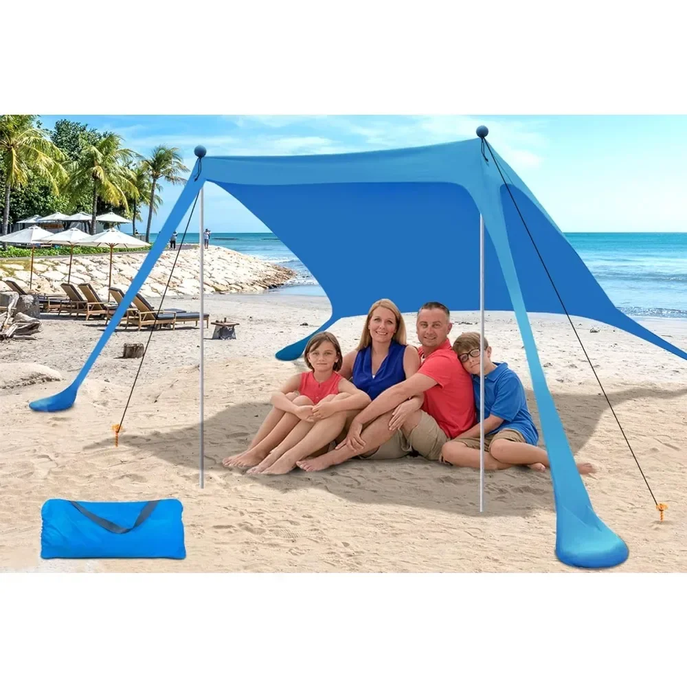 

Beach Canopy Beach Tent Pop Up Shade 7.5X7.5 FT Portable Sun Shelter Extra Windproof Rope Stable Sun Protection with Carry Bag