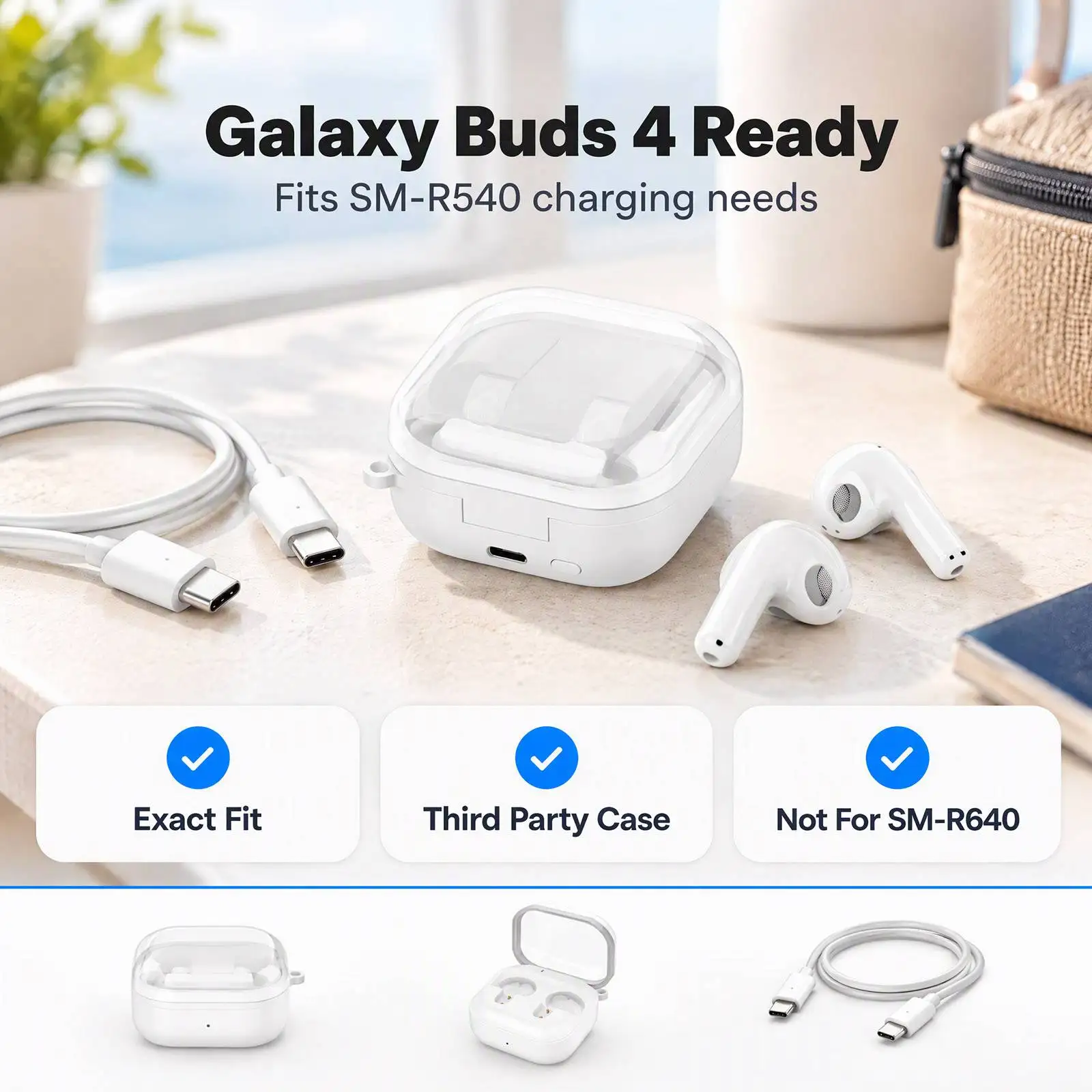 Third Party Charging Case for Galaxy Buds 4 SM-R540 650mAh LED Indicator Type-C