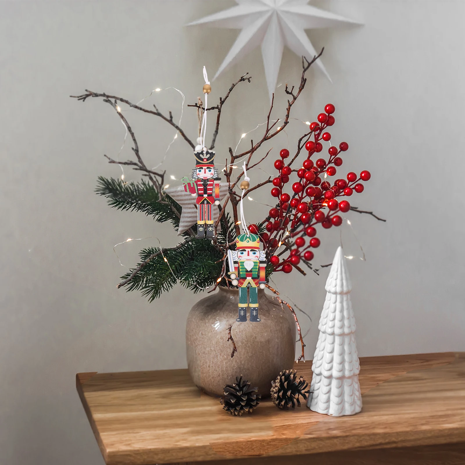 

9 Pcs naments H Painted Wood Christmas Decor Hanging Tree Xmas Holiday Festival Nutcracker Gifts Festival Nutcracker
