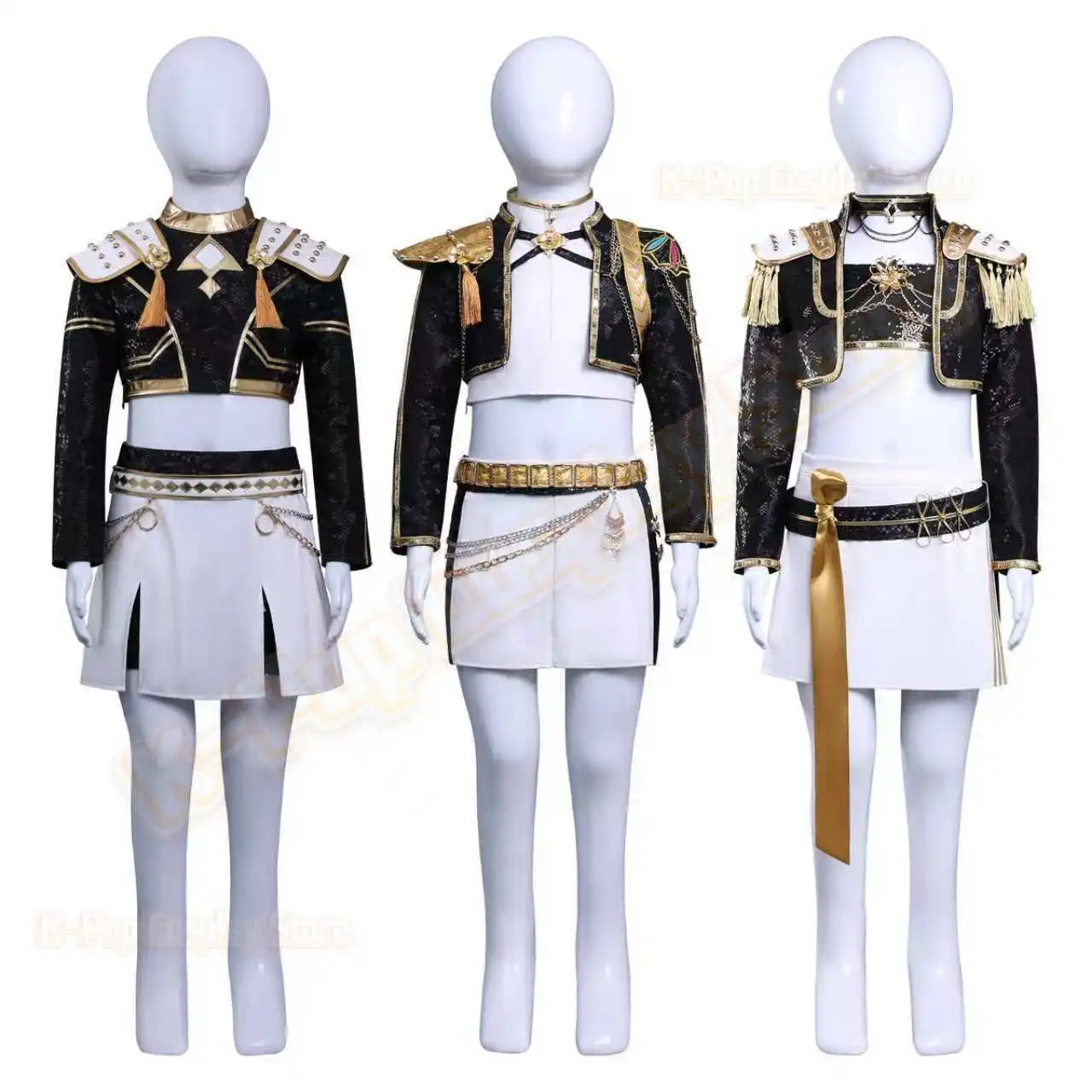 

Kids Black Golden Performance Costume KPop Demon Hunters Huntrix Rumi Zoey Mira Cosplay Costume For Girls Halloween Party Dress