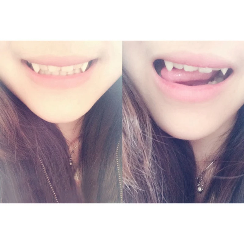 1 Pair Halloween Vampire Dentures Adult Kids Halloween Party Masquerade Ball Cosplay Solid Glue False Teeth DIY Decoration Props