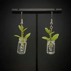 House Plant Clipping Earrings, House Plant Jewelry, Jar Earrings Gifts for Plant Lovers