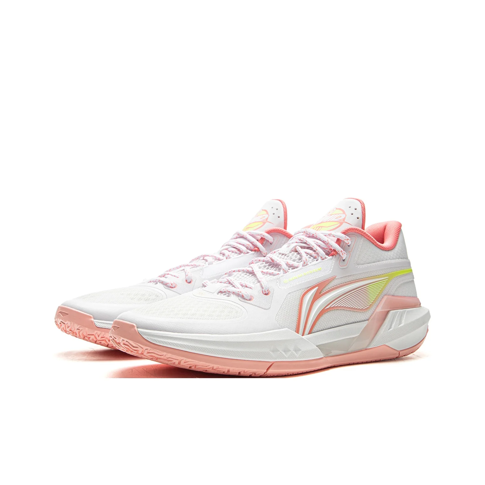 Li Ning Light Speed 3mid Mid top Basketball Shoes Men's Standard White Peach Rouge Pink ABPV019-2 view 4
