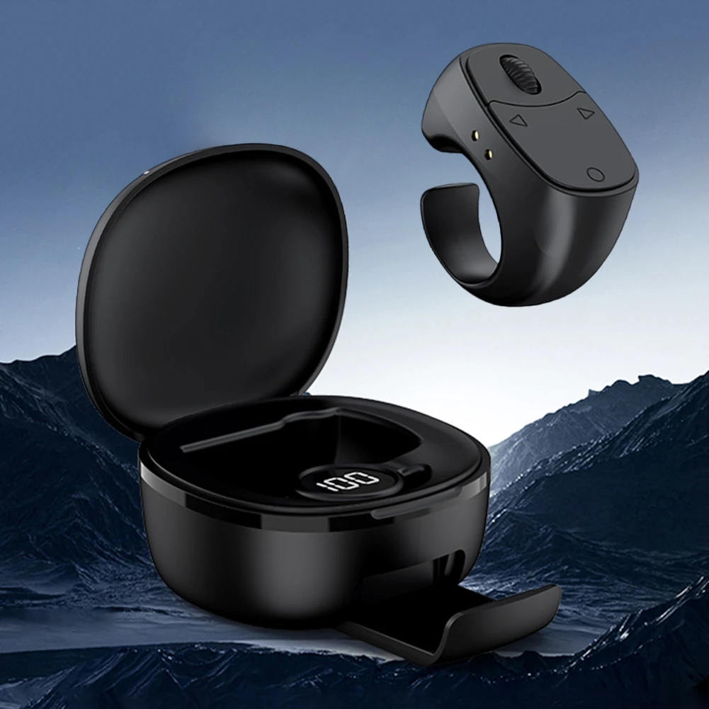 Scrollring Bluetooth-compatibel 5.3 Draadloze camerasluiter Multifunctionele selfieknop Digitaal display voor smartphones