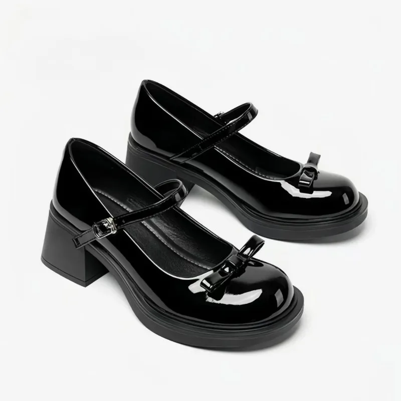 

Women's Spring Round Toe Pumps Chunky Heel Mary Janes Shoes Platform Shoes for Women Dress Students Women's Lolita Heeled Shoes