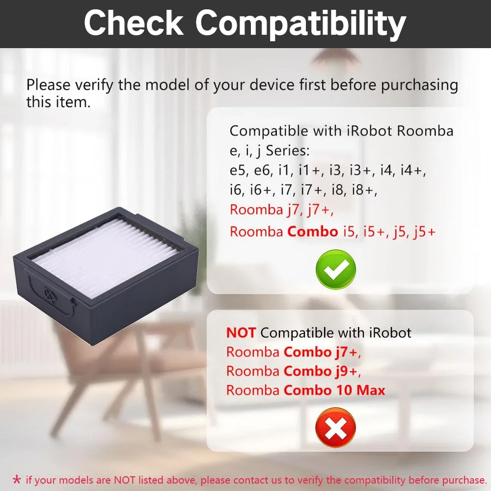 Replacement Filters Compatible with IRobot Roomba E I & J Series E5 E6 I1 i1+ I3 i3+ I4 i4+ I6 i6+ I7 i7+ I8 i8+ J7
