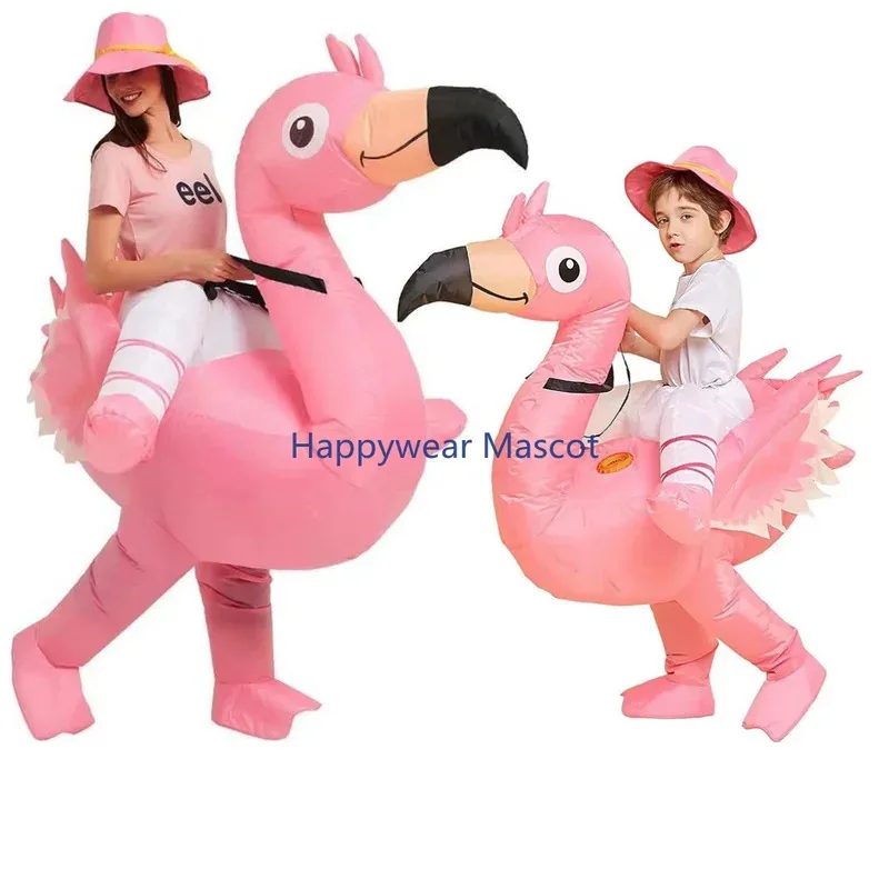 تأثيري فلامنغو نفخ زي عيد الميلاد التميمة هالوين زي النساء الكبار الاطفال الكرتون حفلة التميمة البدلة فستان فلامنغو