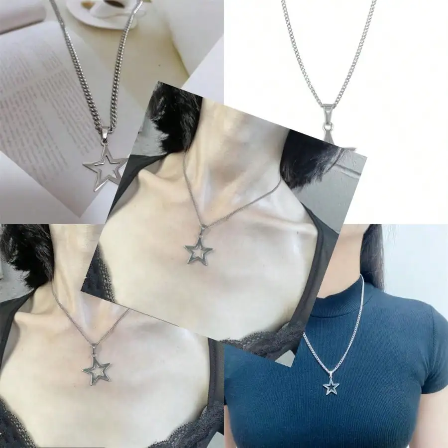 

Ожерелье с подвеской в виде полой звезды из нержавеющей стали, регулируемая цепочка, минималистичный дизайн для женщин