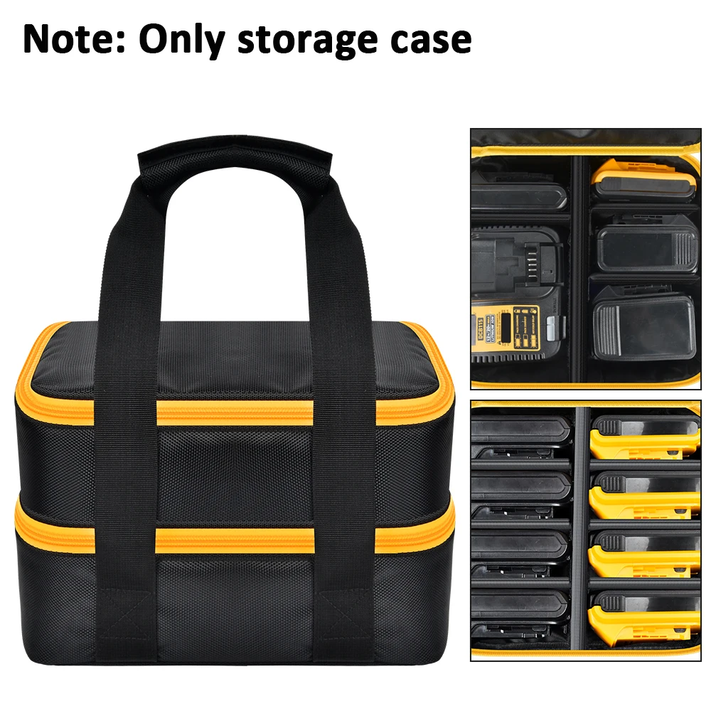 Bolsa de almacenamiento de baterías de doble capa para baterías y cargadores DEWALT & Milwaukee de 20 V/18 V/12 V – Estuche de transporte resistente para 20 V/60 V