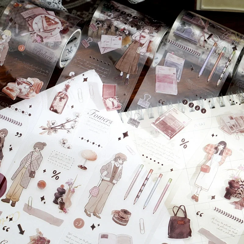 1 Roll Life Snippets Series White Ink Washi Tape, DIY Decorative Stickers For Journal Scrapbook Collage Craft Supplies