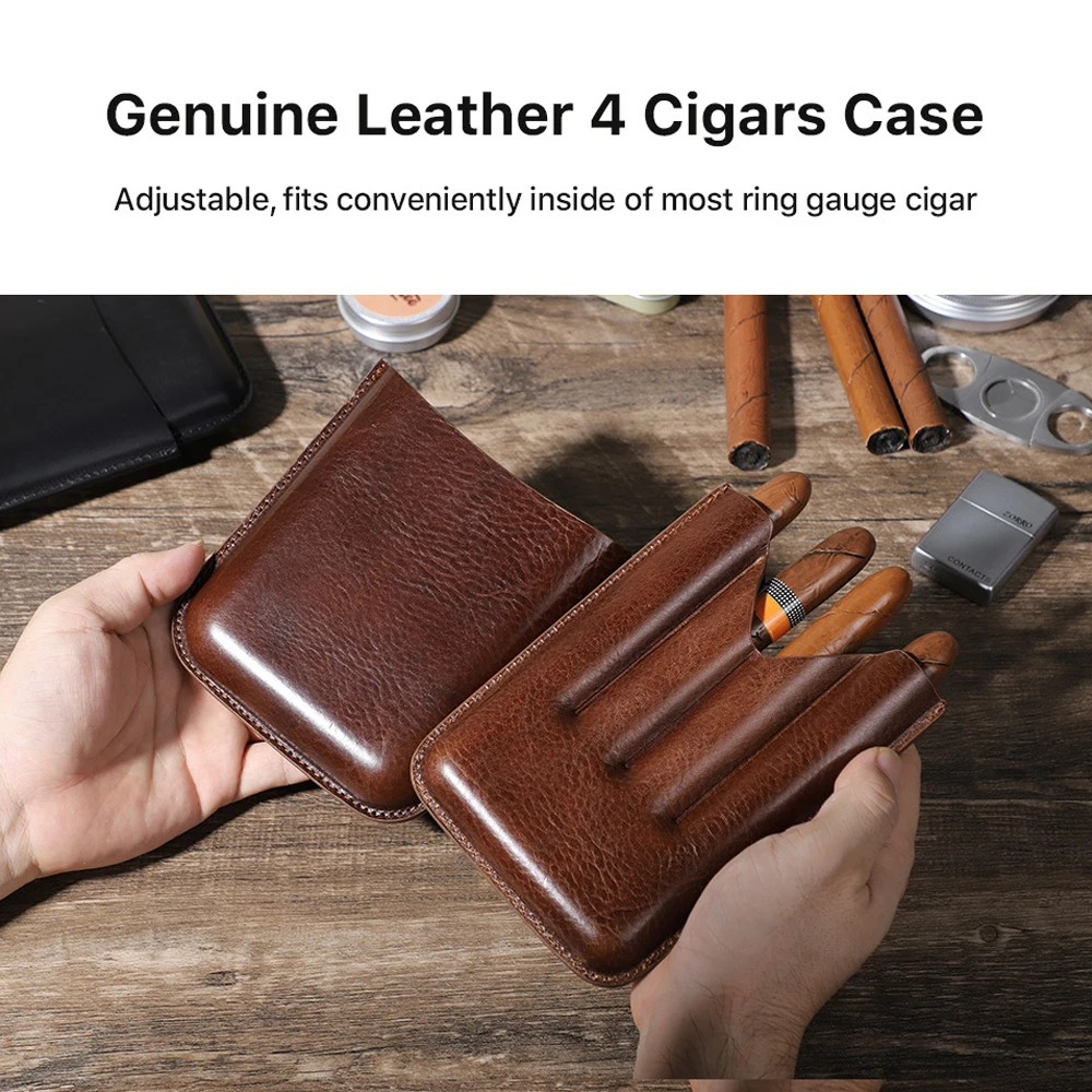 Genuine Leather Cigar Humidor 2/3/4 Pack Travel Portable Cigar Case Convenient Cigar Storage Box