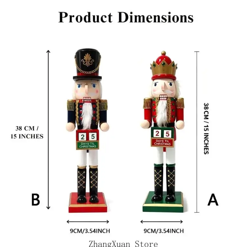 Weihnachts-Adventskalender mit Nusssoldaten aus Holz für die Regal-Tischdekoration 3XUF – Detail 6