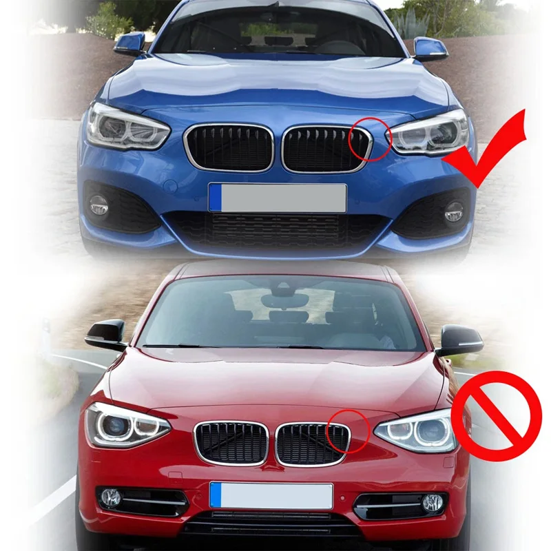Front Bumper Racing Grille Double/Single Line For BMW 1 Series F20 F21 2015-2019 LCI 116i 118i 120i Glossy Black Kidney Grill