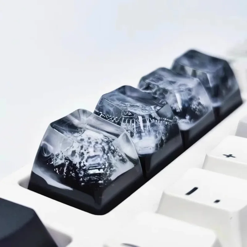 Mountain Key Cap Transparent Resin Ink Wash Style Keyboard Caps Custom Key Caps for Mechanical Keyboard Accessories MX Switch