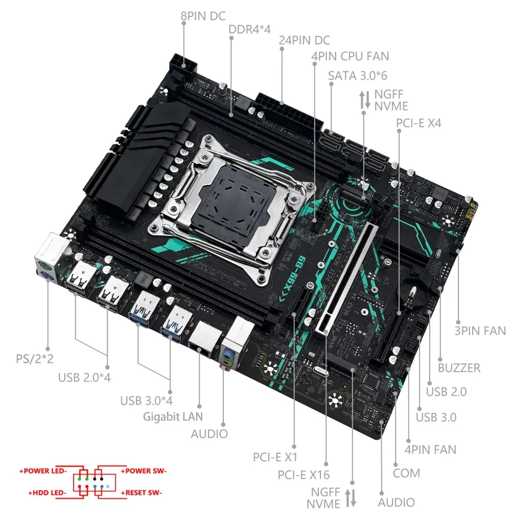 MACHINIST X99 B9 Motherboard LGA2011-3 Set Kit Xeon E5 2650 V4 CPU Supports DDR4 RAM M.2 NVME SATA M-ATX for Gaming Computer