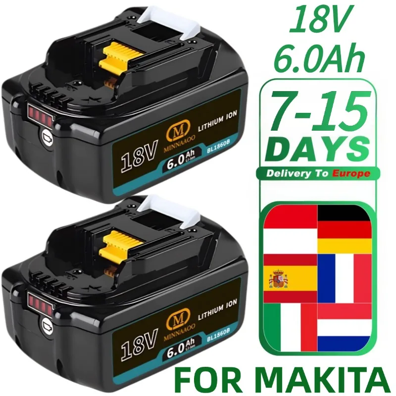 

100% Original For Makita 18V Battery 5.0-6.0Ah Lithium, Replacement for BL1830BL1840BL1850BL1860B Tools