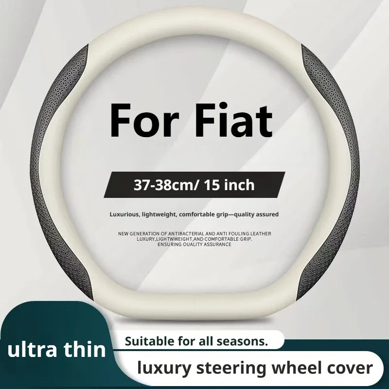 For Fiat 500X 500L Panda Tipo Argo Ducato Scudo Nappa Leather Steering Wheel Cover 15 Inch Non-Slip Sweat Absorbent Soft Touch