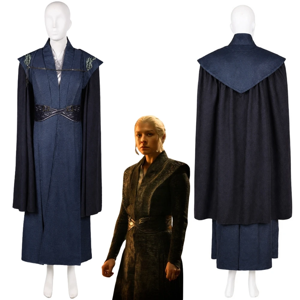 Disfraz de Rhaenyra Targaryen para mujer adulta, vestidos, corona, capa, cinturón, trajes de fantasía, traje de carnaval de Halloween