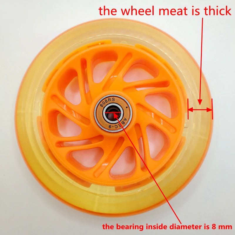 Scooter wheel flashing 120x30 mm  120 mm bearing abec-9 thick wheel meat high quality