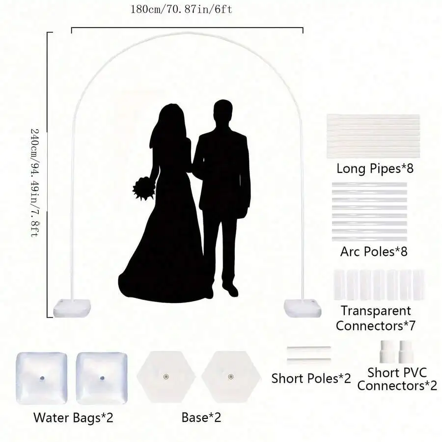 Set Wedding Arch Stand With Base, Balloon Column Stand Kit For Wedding Birthday Party Shower Graduation Backdrop Decorations(Exc