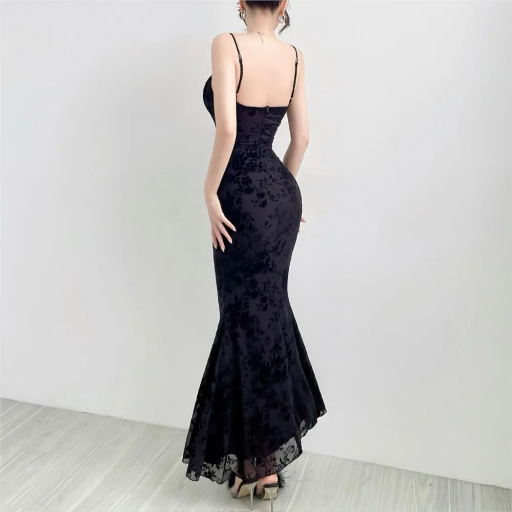 Sukienki na imprezę dla kobiet, seksowne, eleganckie, modne sukienki wieczorowe na bankiet, sukienki na ramiączkach spaghetti, bez pleców, francuskie, dopasowane, modne.